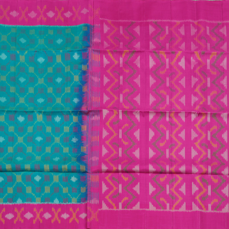 Hayagrivas Handloom Sea Green Soft Silk Saree with Magenta Border KBE663G3-8