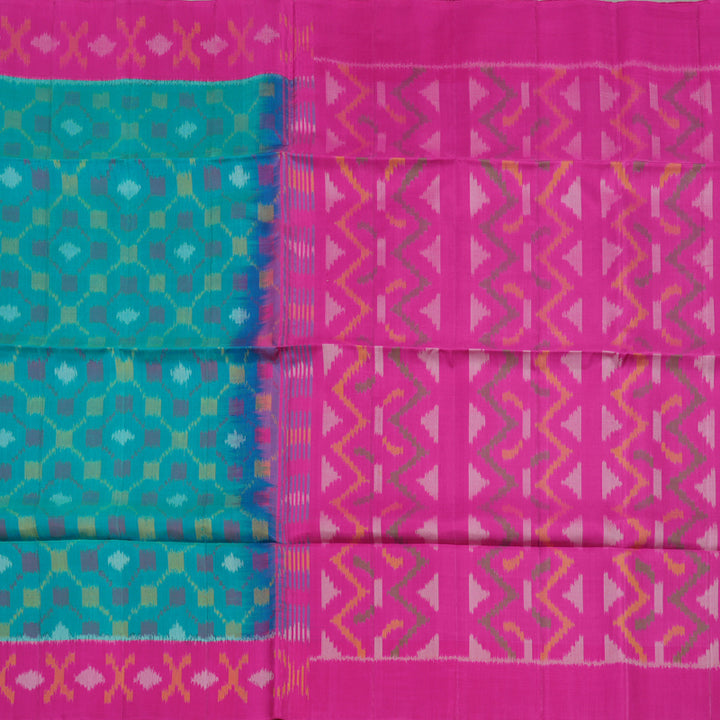 Hayagrivas Handloom Sea Green Soft Silk Saree with Magenta Border KBE663G3-8