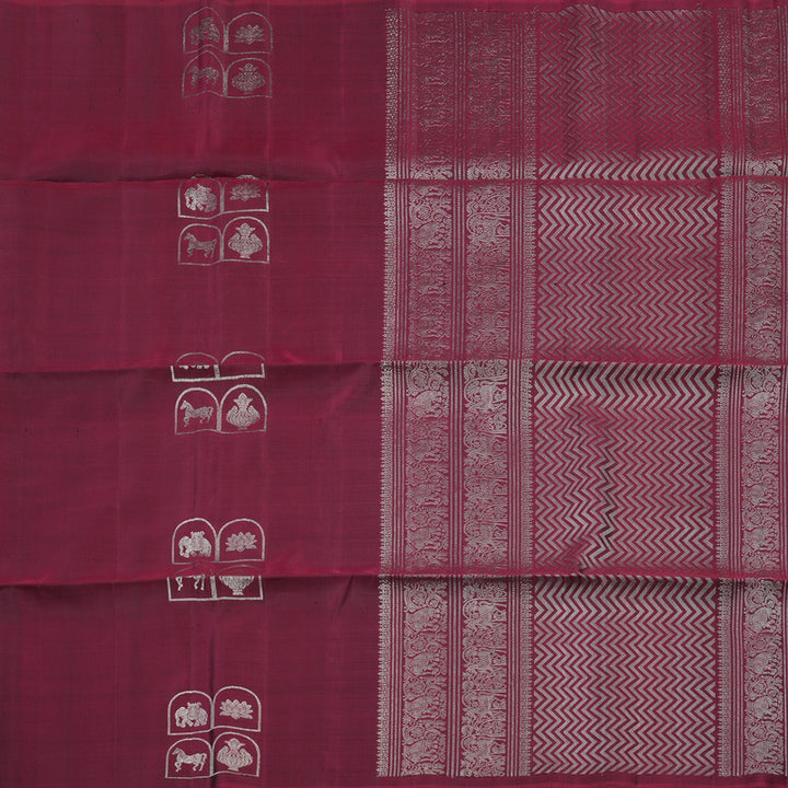 Hayagrivas Handloom Pure Soft Silk Saree in Regal Wine Maroon KBE664G2-18