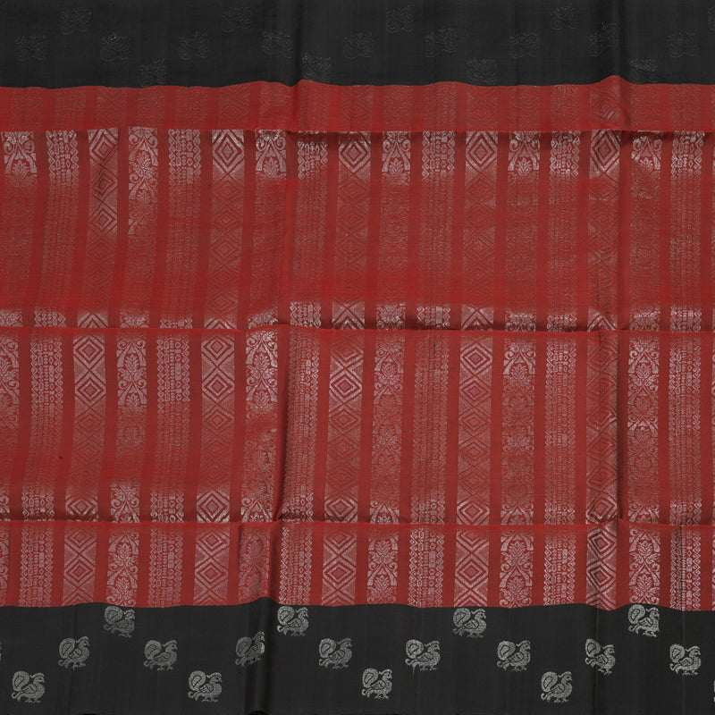 Hayagrivas Handloom Brick Red Soft Silk Saree with Black Border KBE664G3-28