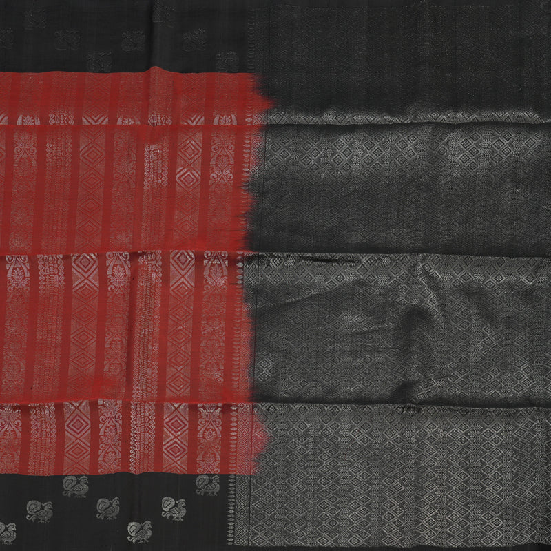 Hayagrivas Handloom Brick Red Soft Silk Saree with Black Border KBE664G3-28