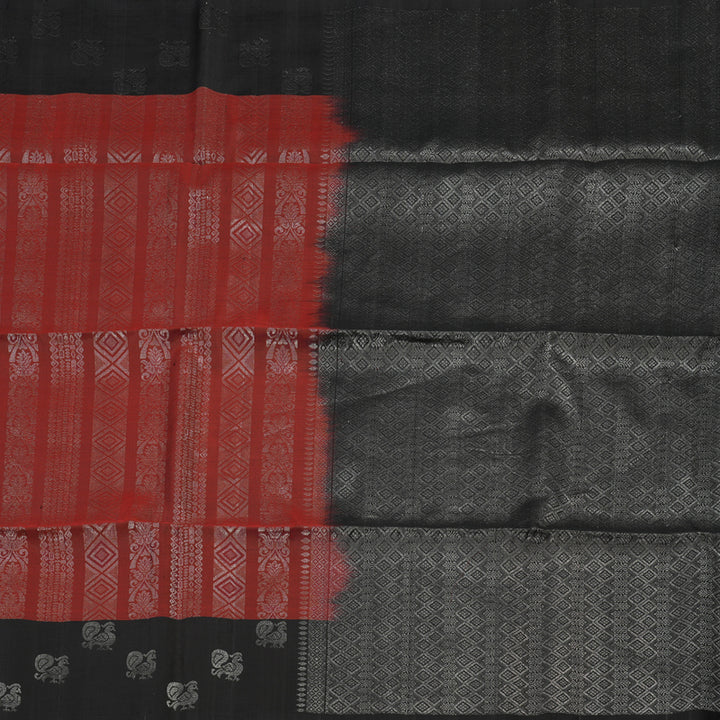 Hayagrivas Handloom Brick Red Soft Silk Saree with Black Border KBE664G3-28