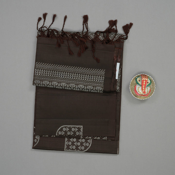 Hayagrivas Handloom Deep Brown Pure Soft Silk Saree KBE664G3-38