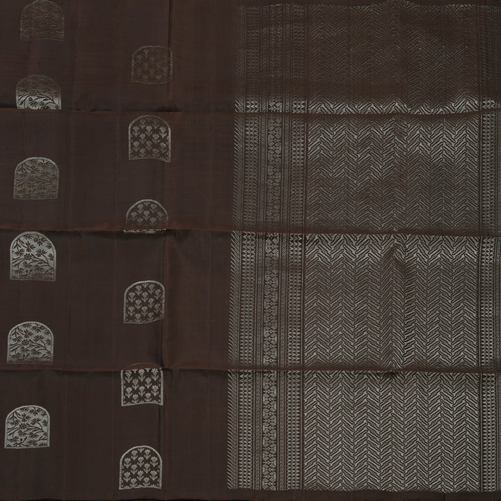 Hayagrivas Handloom Deep Brown Pure Soft Silk Saree KBE664G3-38