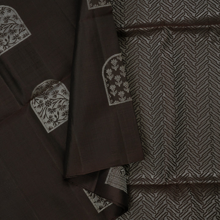 Hayagrivas Handloom Deep Brown Pure Soft Silk Saree KBE664G3-38