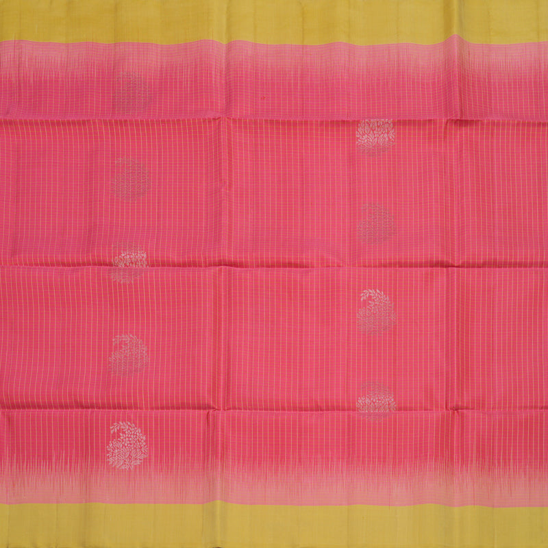 Hayagrivas Handloom Pink Soft Silk Saree with Pale Yellow Border KBE666G13-1