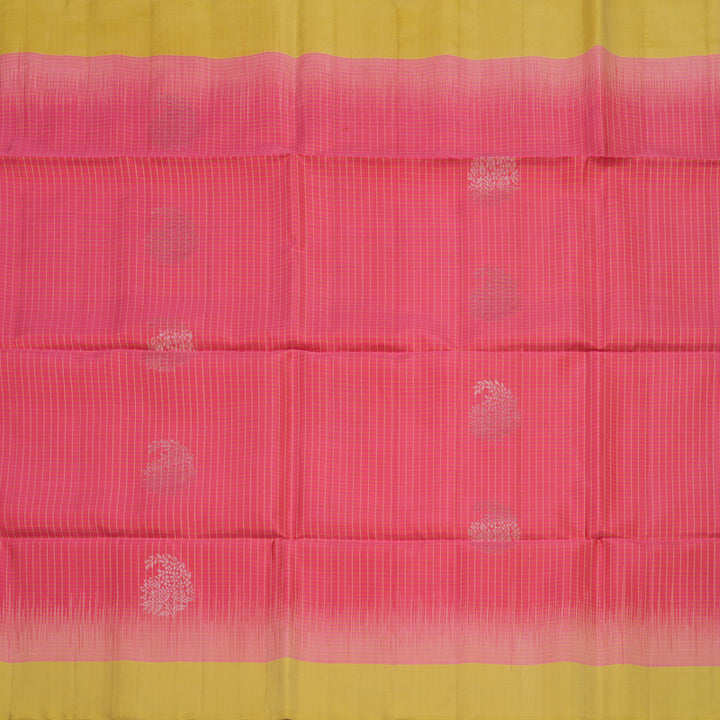 Hayagrivas Handloom Pink Soft Silk Saree with Pale Yellow Border KBE666G13-1