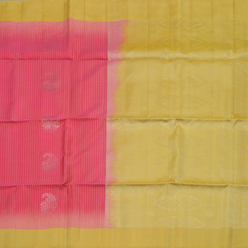 Hayagrivas Handloom Pink Soft Silk Saree with Pale Yellow Border KBE666G13-1