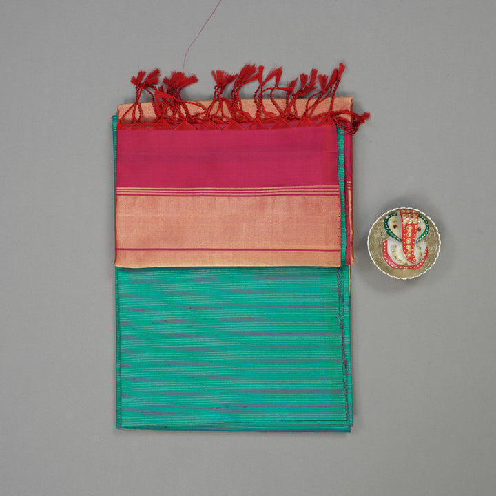 Hayagrivas Handloom Peacock Green Soft Silk Saree KBE666G19-2