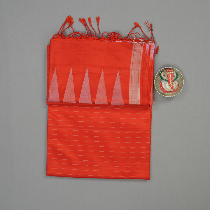 Hayagrivas Handloom Orangish Red Soft Silk Saree KBE671G7-3