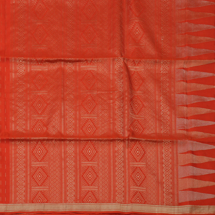 Hayagrivas Handloom Orangish Red Soft Silk Saree KBE671G7-3