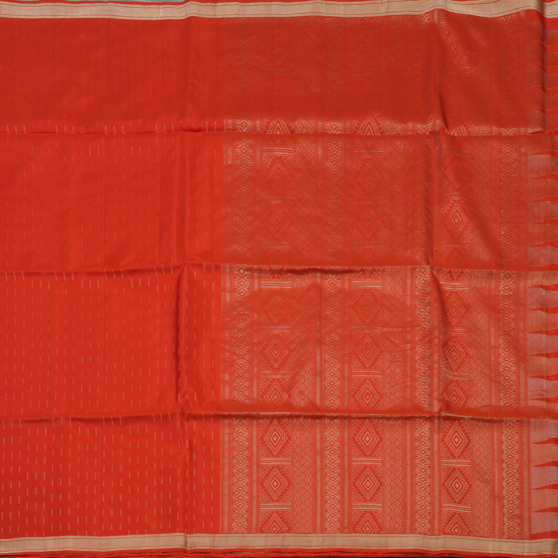 Hayagrivas Handloom Orangish Red Soft Silk Saree KBE671G7-3