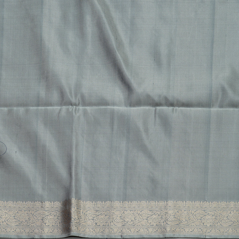 Hayagrivas Handloom Soft Silk Saree in Karum Neelam with Silver Grey Border KBE673G8-1