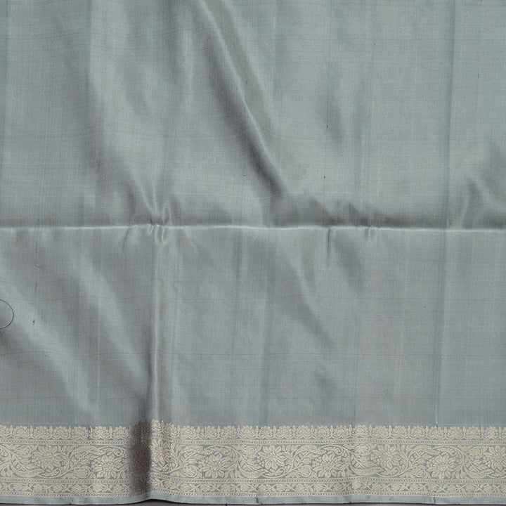 Hayagrivas Handloom Soft Silk Saree in Karum Neelam with Silver Grey Border KBE673G8-1