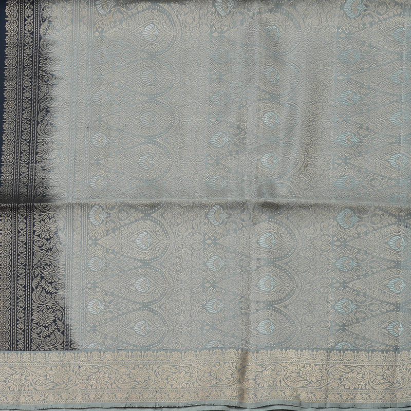Hayagrivas Handloom Soft Silk Saree in Karum Neelam with Silver Grey Border KBE673G8-1