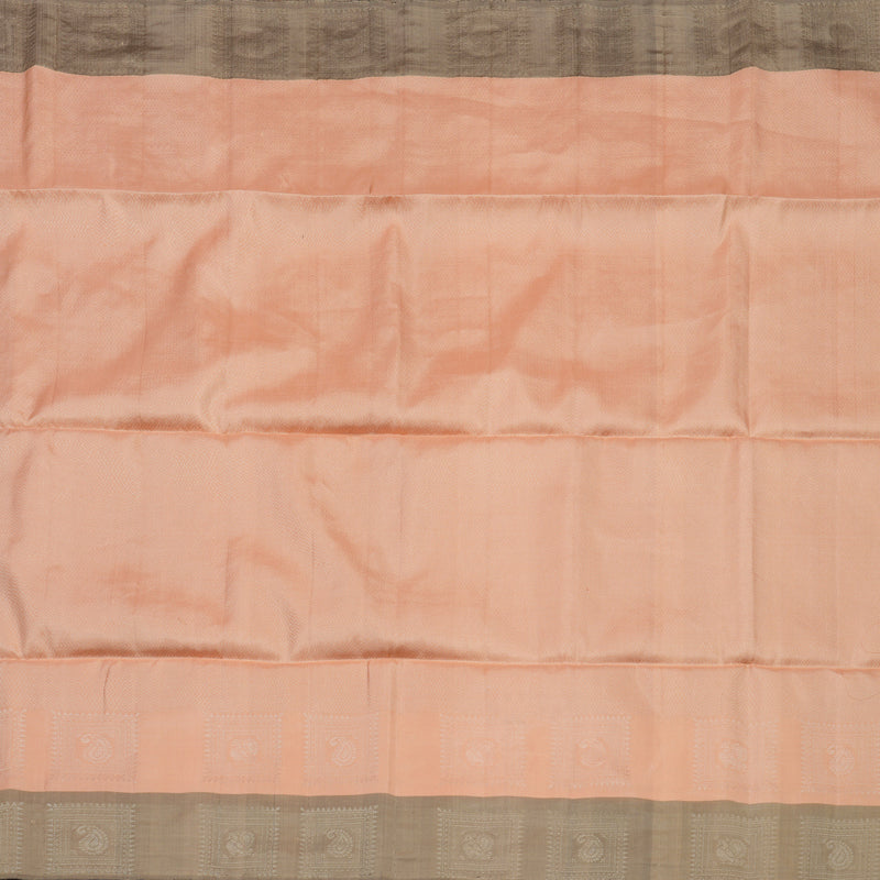 Hayagrivas Handloom Peach Pure Soft Silk Saree with Royal Beige Border KBE674G2-7