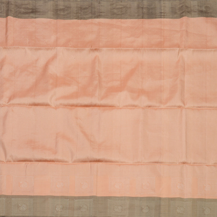 Hayagrivas Handloom Peach Pure Soft Silk Saree with Royal Beige Border KBE674G2-7