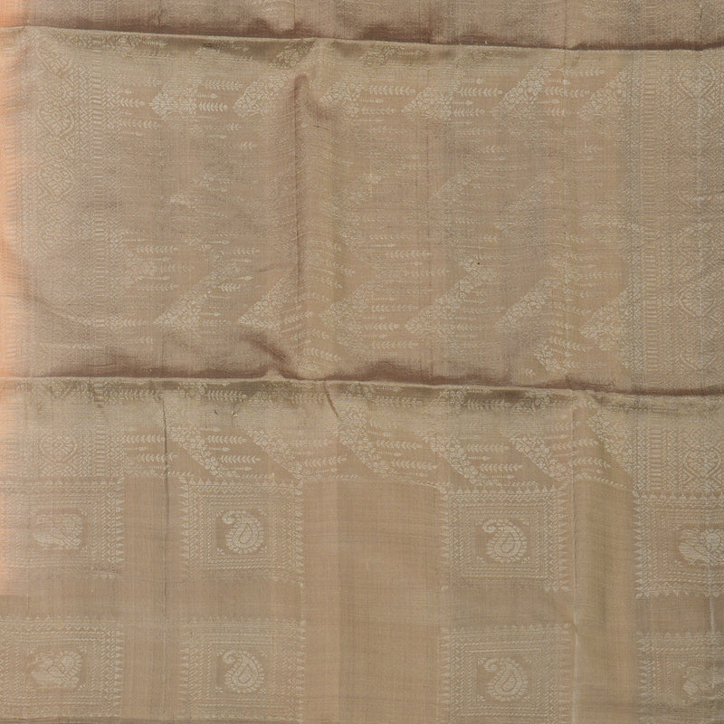 Hayagrivas Handloom Peach Pure Soft Silk Saree with Royal Beige Border KBE674G2-7