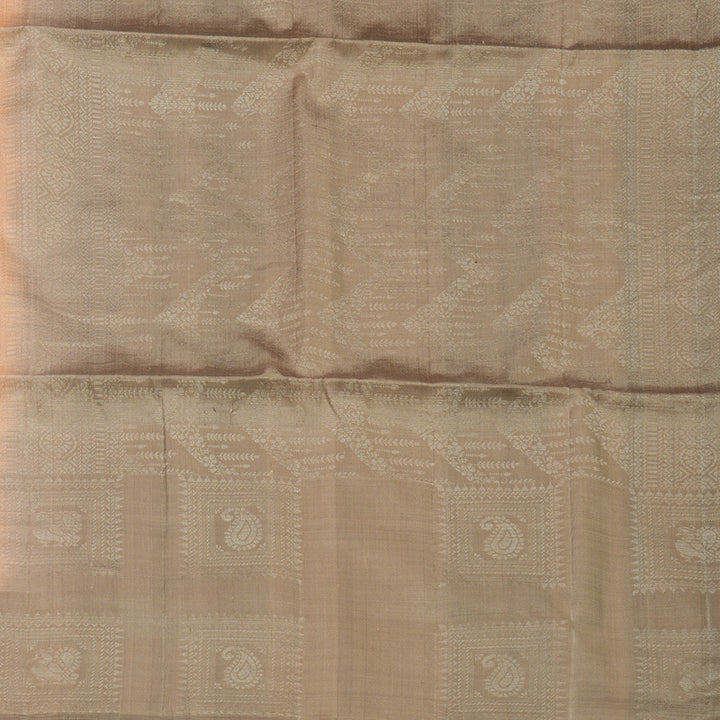 Hayagrivas Handloom Peach Pure Soft Silk Saree with Royal Beige Border KBE674G2-7