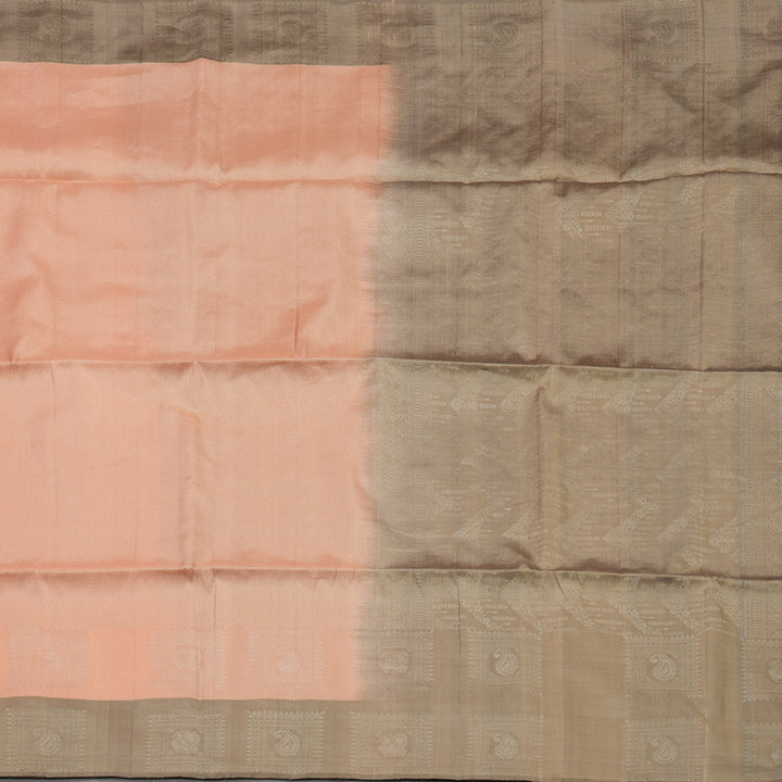 Hayagrivas Handloom Peach Pure Soft Silk Saree with Royal Beige Border KBE674G2-7