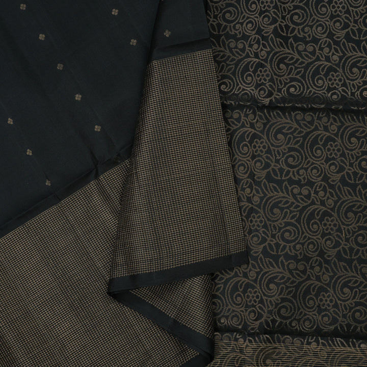 Hayagrivas Handloom Black Soft Silk Saree KBE674G3-4