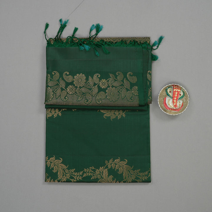 Hayagrivas Handloom Bottle Green Pure Soft Silk Saree KBE674G5-2