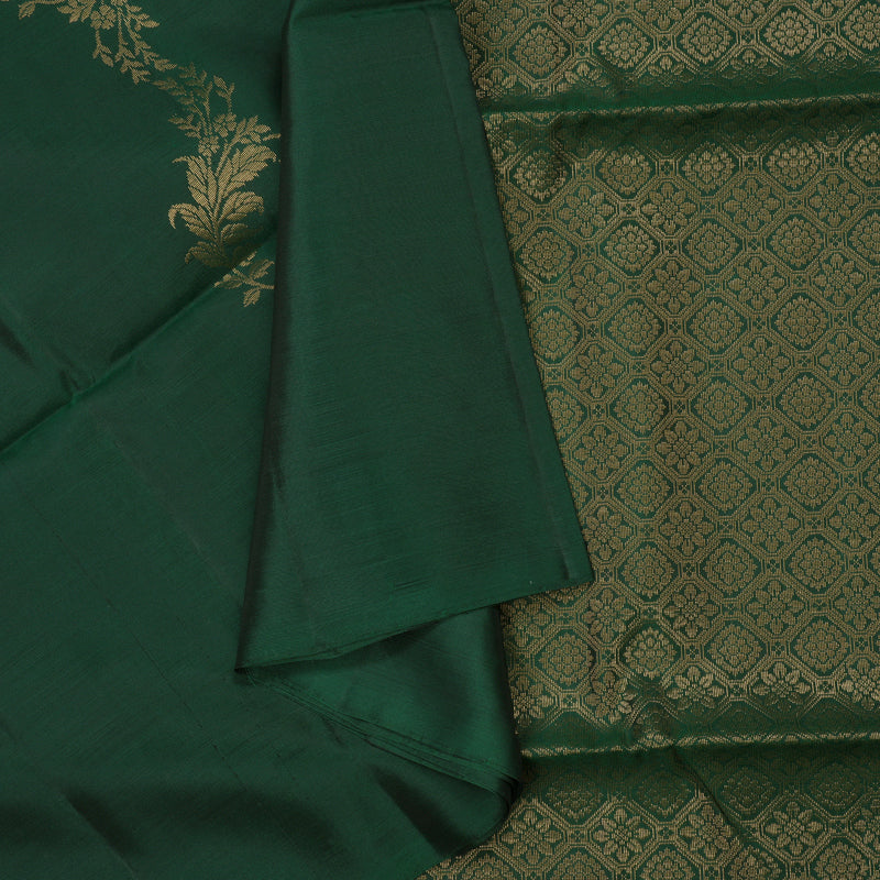 Hayagrivas Handloom Bottle Green Pure Soft Silk Saree KBE674G5-2