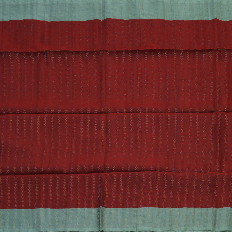 Hayagrivas Handloom Araku Maroon Pure Soft Silk Saree with Greenish-Grey Border KBE674G6-9