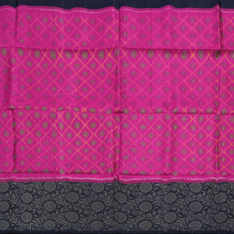 Hayagrivas Magenta Pure Ikkat Soft Silk Saree KBE674G9-1