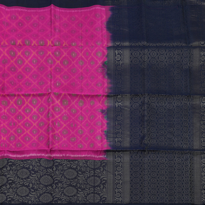 Hayagrivas Magenta Pure Ikkat Soft Silk Saree KBE674G9-1