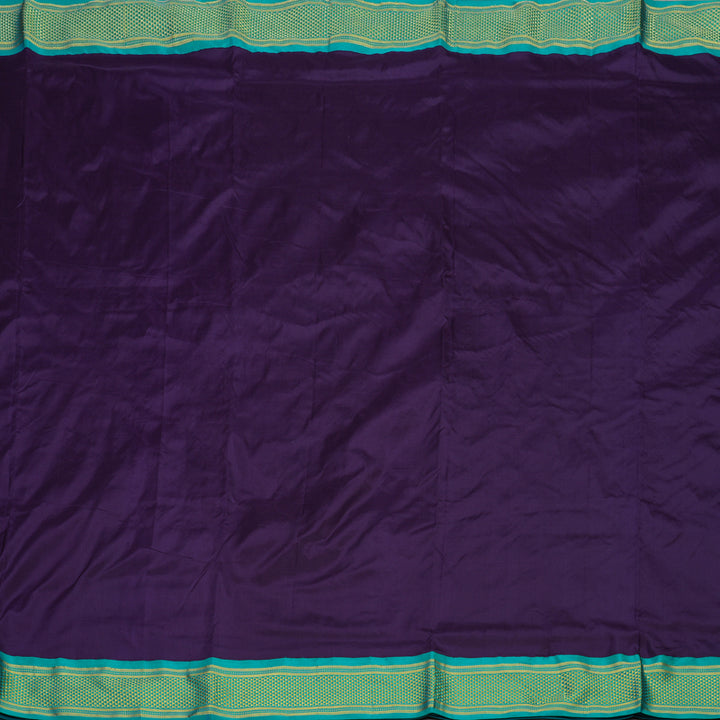 Hayagrivas Handloom Kanjivaram Nine yards silk saree in Dark blue with sky blue KBE68D1-23