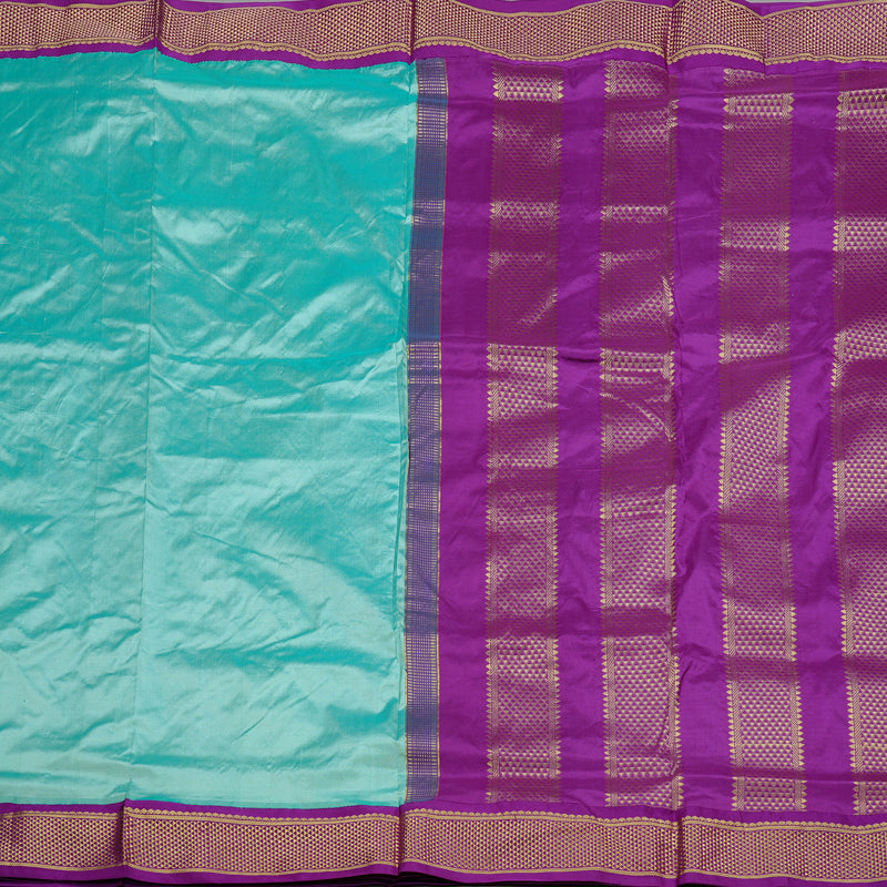 Hayagrivas Handloom Ten Yards Silk Saree in Tranquil Sky Blue KBE68D1-24