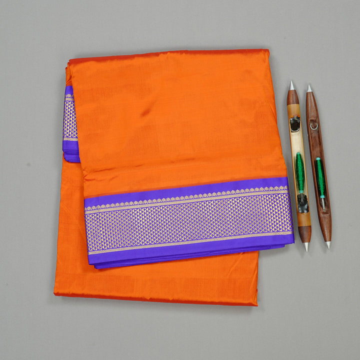 Hayagrivas Handloom Ten Yards Silk Saree in Regal Rust Orange KBE68D1-28