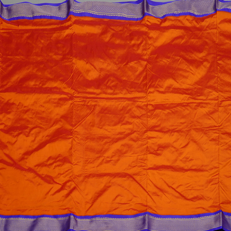 Hayagrivas Handloom Ten Yards Silk Saree in Regal Rust Orange KBE68D1-28