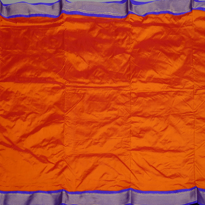 Hayagrivas Handloom Ten Yards Silk Saree in Regal Rust Orange KBE68D1-28