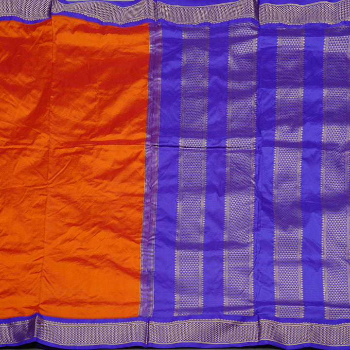 Hayagrivas Handloom Ten Yards Silk Saree in Regal Rust Orange KBE68D1-28