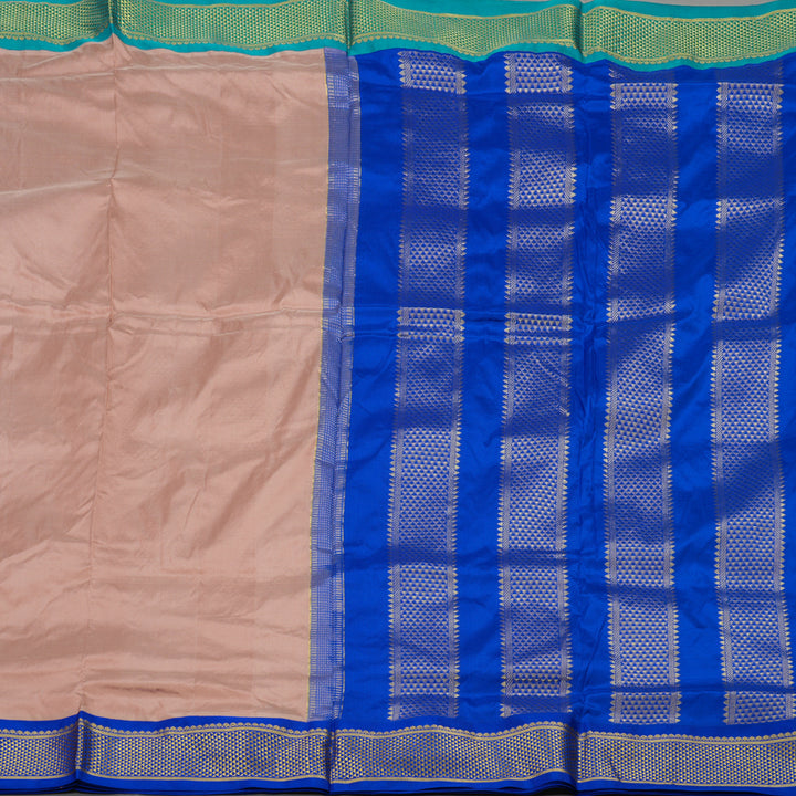 Hayagrivas Handloom Onion Pink Ten Yards Kanjivaram Silk Saree with Ganga Jamuna (Blue & Green) Border KBE68D1-36