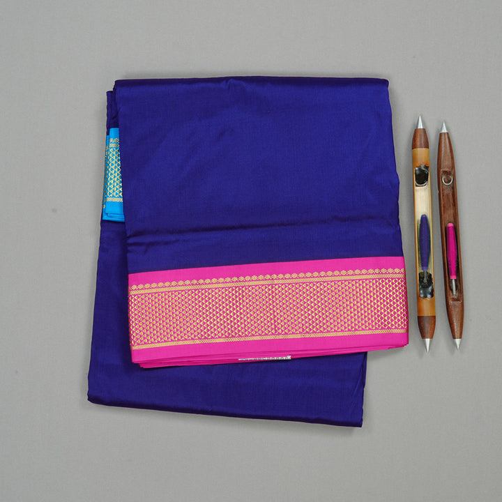 Hayagrivas Handloom Ganga Jamuna Ten Yards Silk Saree in Timeless Blue KBE68D1-42