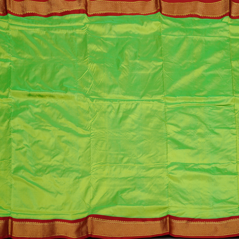 Hayagrivas Handloom Ten Yards Silk Saree in Radiant Fluorescent Green KBE68D1-47