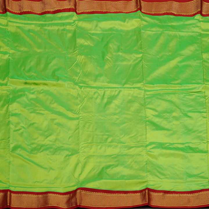 Hayagrivas Handloom Ten Yards Silk Saree in Radiant Fluorescent Green KBE68D1-47