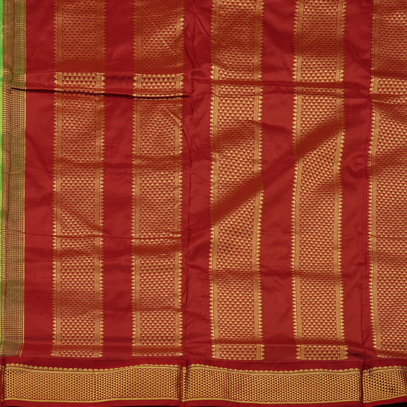 Hayagrivas Handloom Ten Yards Silk Saree in Radiant Fluorescent Green KBE68D1-47