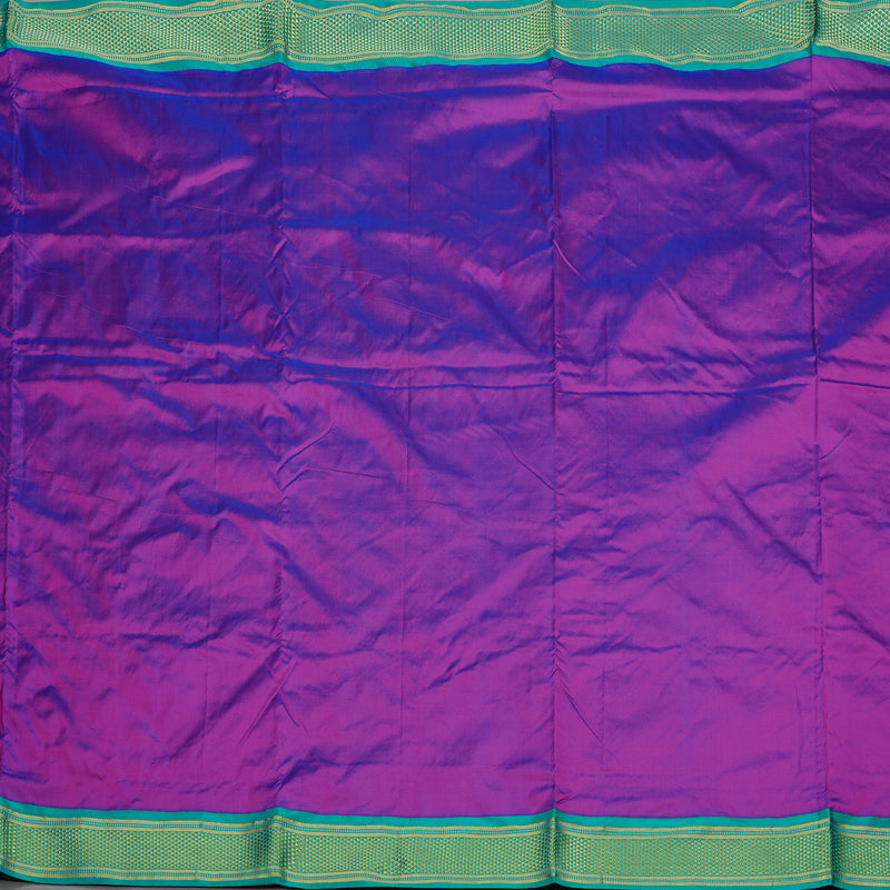 Hayagrivas Purple Handloom Kanjivaram Ten yards Silk Saree with Sea Blue Border KBE68D1-54