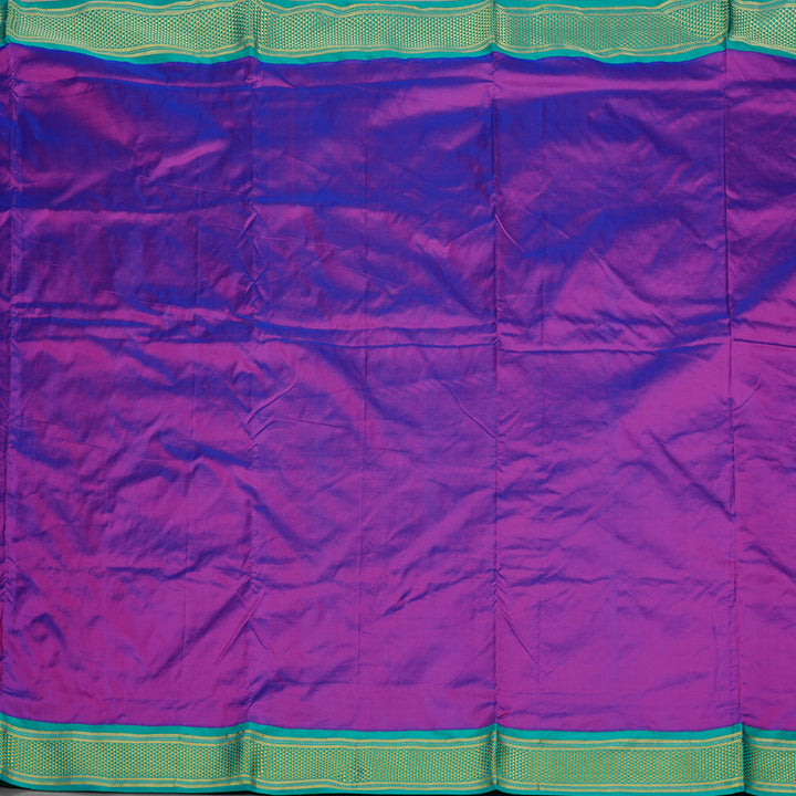 Hayagrivas Purple Handloom Kanjivaram Ten yards Silk Saree with Sea Blue Border KBE68D1-54