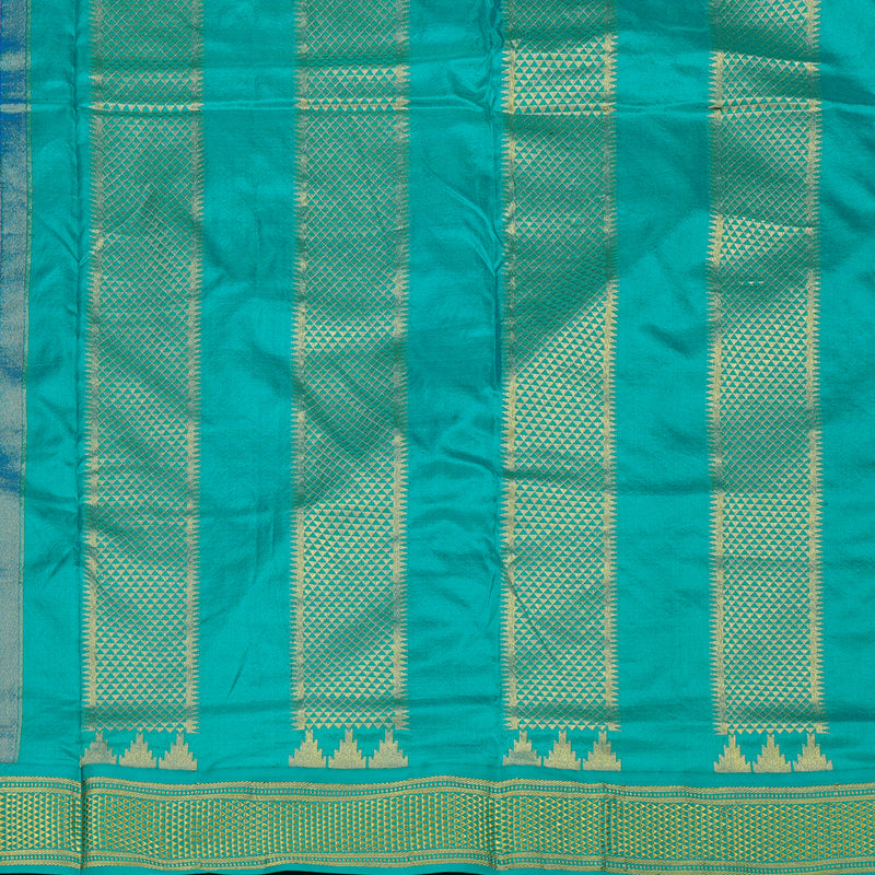 Hayagrivas Purple Handloom Kanjivaram Ten yards Silk Saree with Sea Blue Border KBE68D1-54
