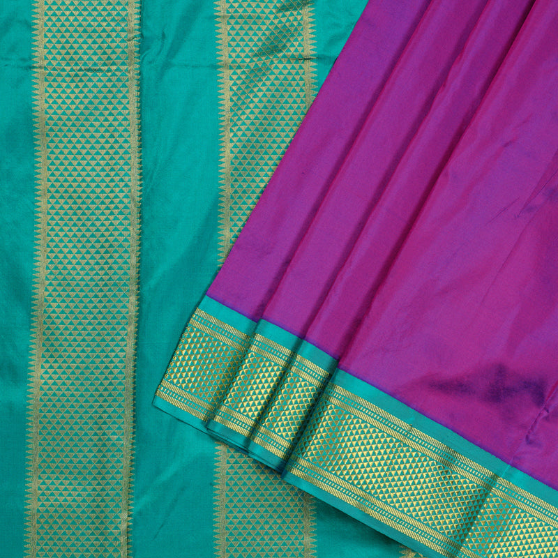 Hayagrivas Purple Handloom Kanjivaram Ten yards Silk Saree with Sea Blue Border KBE68D1-54