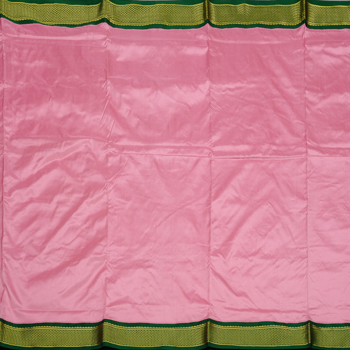 Hayagrivas Baby Pink Handloom Kanjivaram Ten yards Silk Saree with Bottle Green Border KBE68D1-69