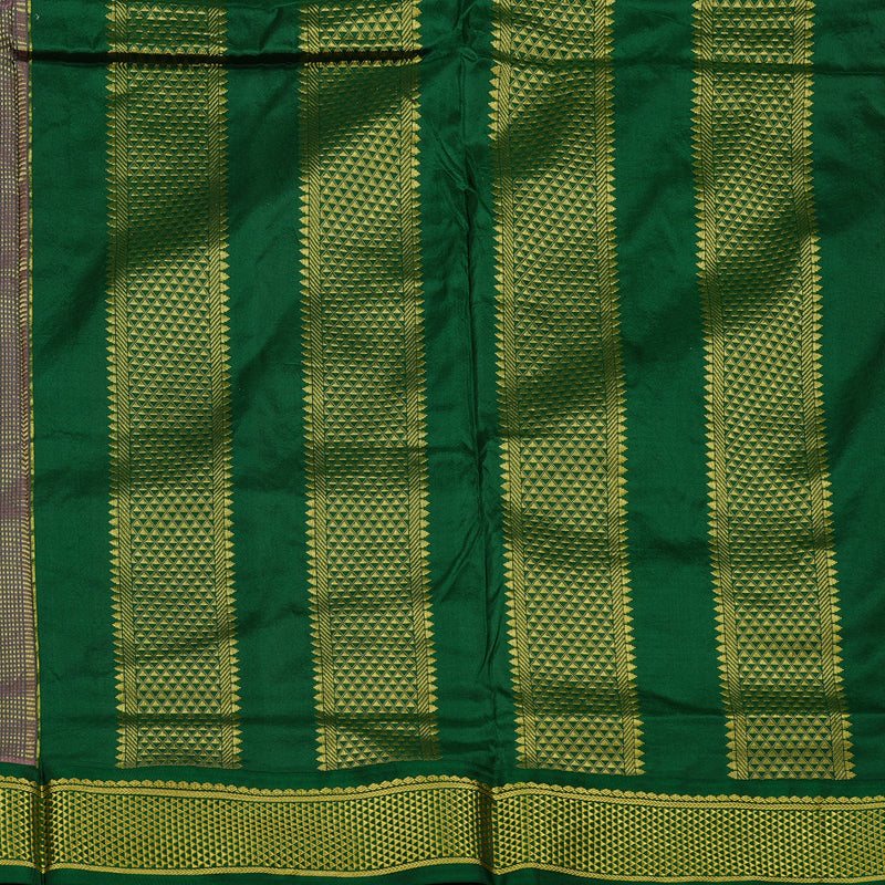 Hayagrivas Baby Pink Handloom Kanjivaram Ten yards Silk Saree with Bottle Green Border KBE68D1-69