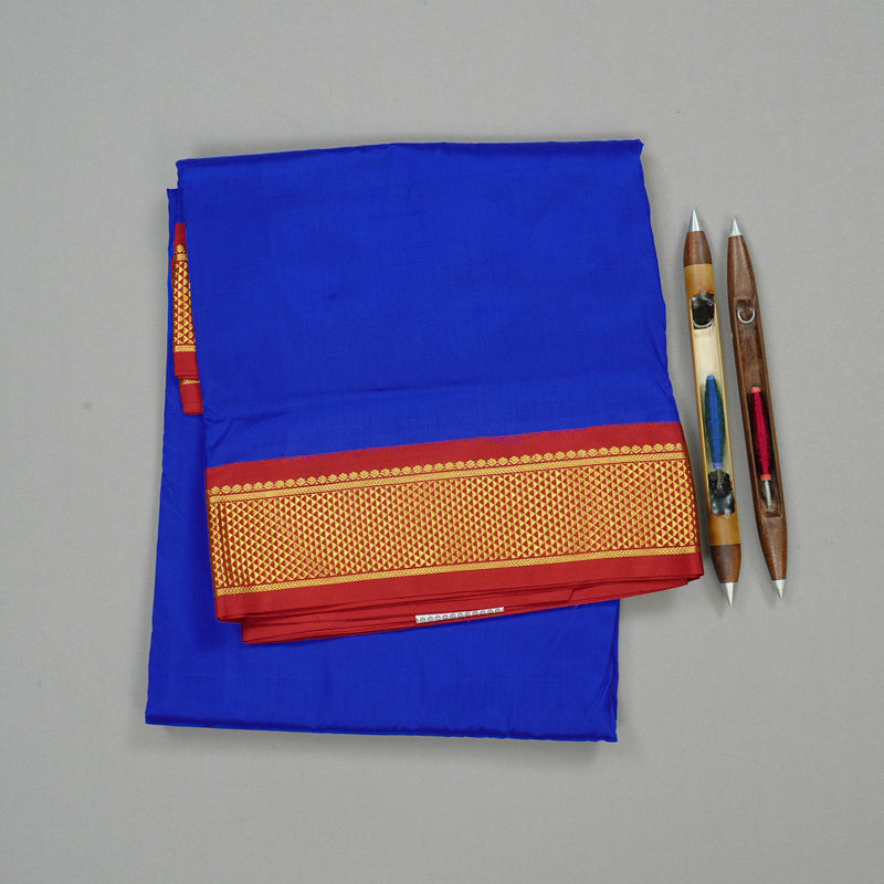 Hayagrivas Handloom Ten Yards Silk Saree in Classis Blue KBE68D1-74