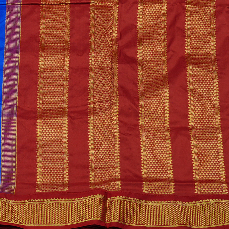 Hayagrivas Handloom Ten Yards Silk Saree in Classis Blue KBE68D1-74