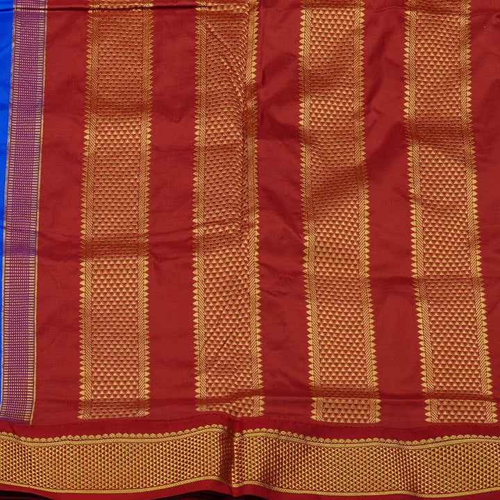 Hayagrivas Handloom Ten Yards Silk Saree in Classis Blue KBE68D1-74